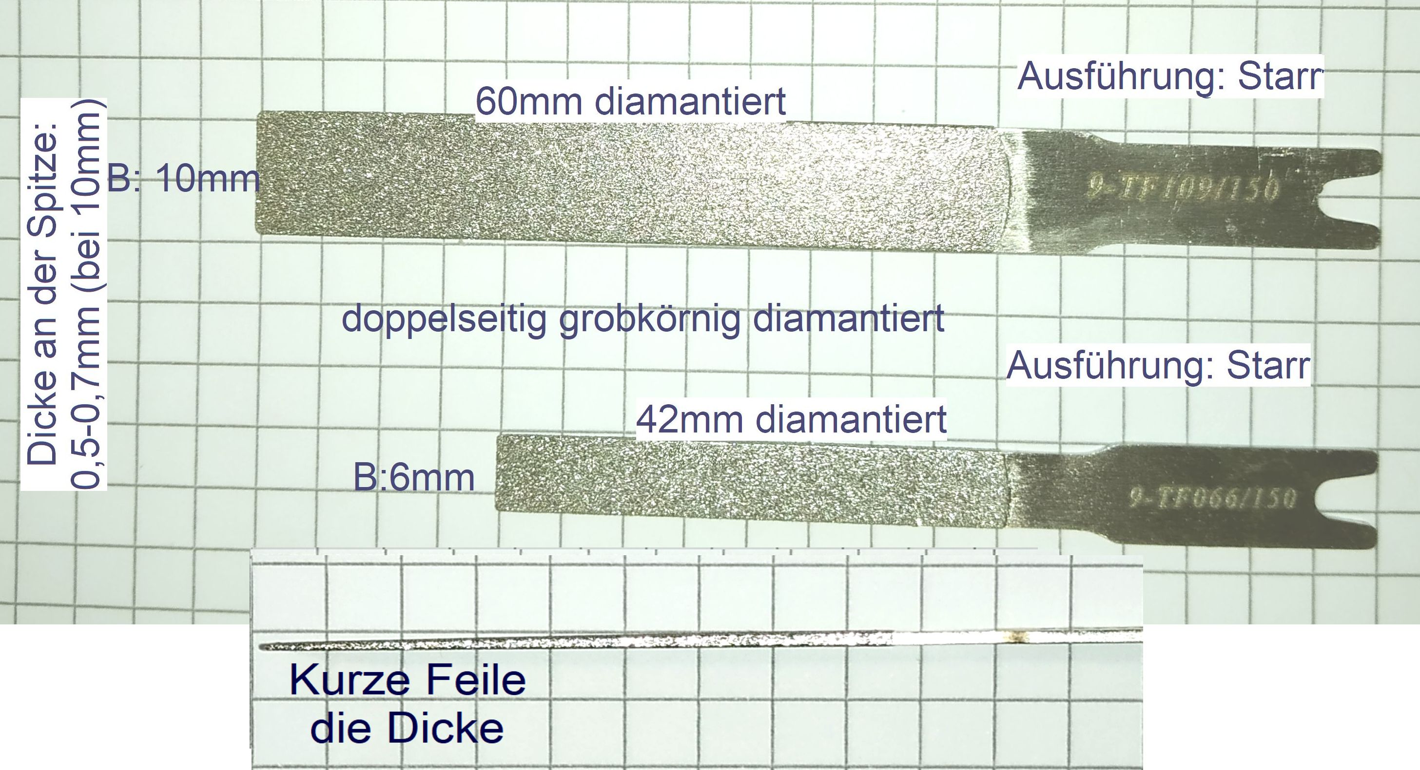 Nagerfeilen-Einsätze diamantiert grob für Druckluft-Handstück
